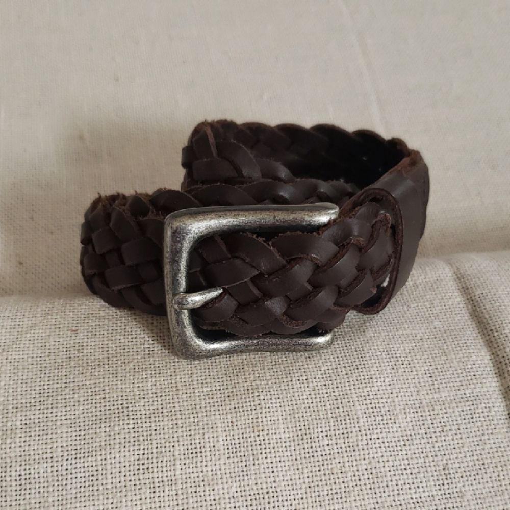 Gap Kid's Braided Leather Belt Brown Silver Buckle Casual